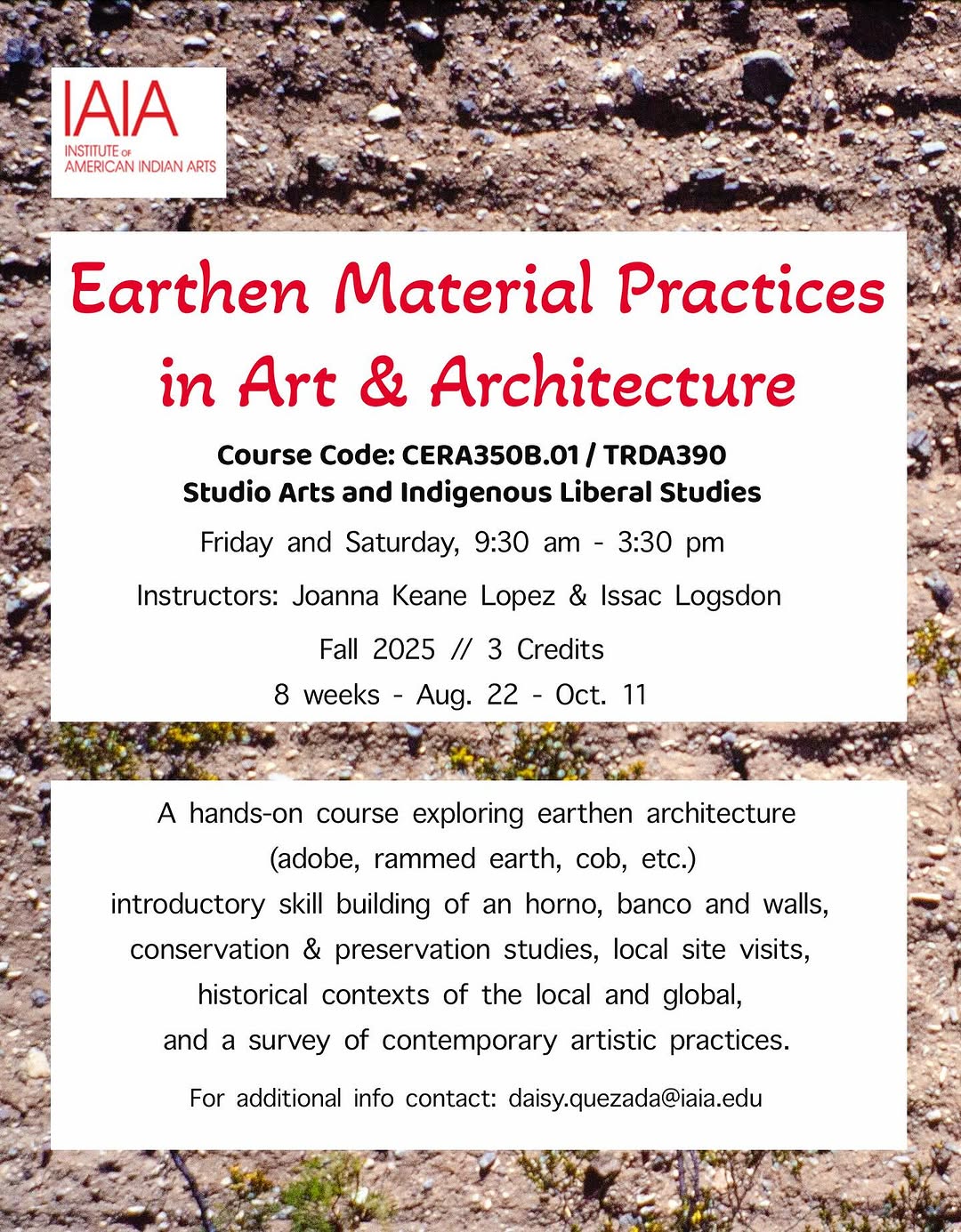 Earthen Material Practices in Art & Architecture at IAIA